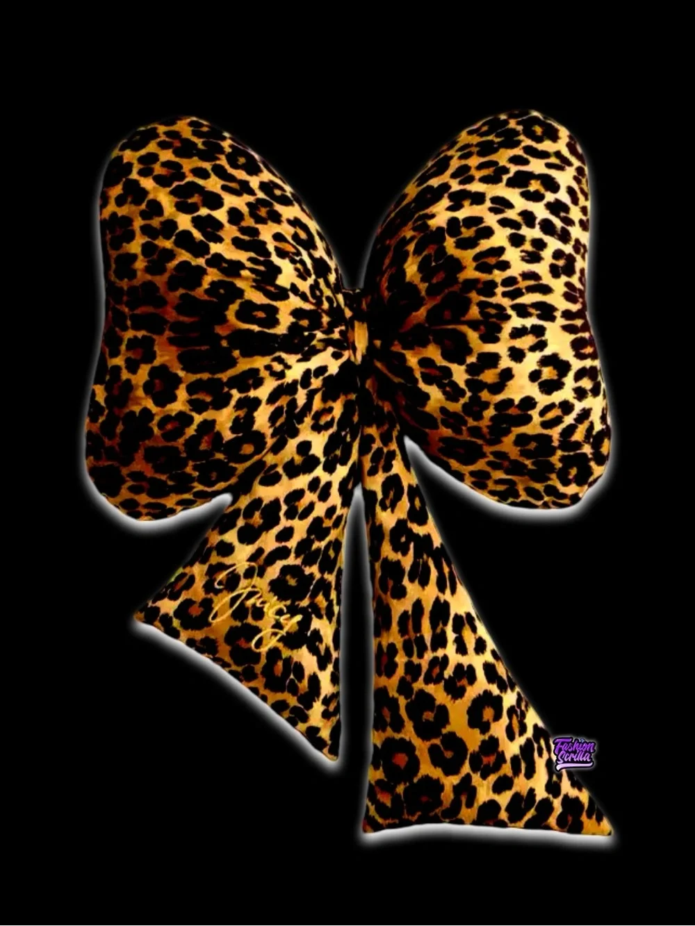 Juicy Couture Large Velvet Leopard Goth Crown & Matching Bow Pillow 2 Bundle Set
